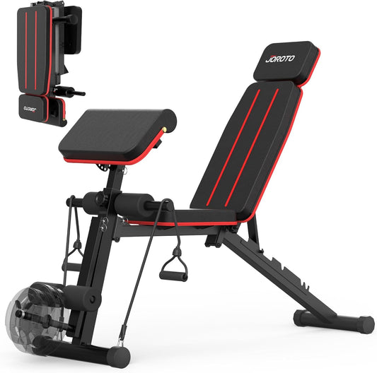 Adjustable Weight Bench – Foldable with Leg Extension & Preacher Curl, Incline/Decline, 772LBS Capacity, Full-Body Strength Training for Home Gym 🏋️