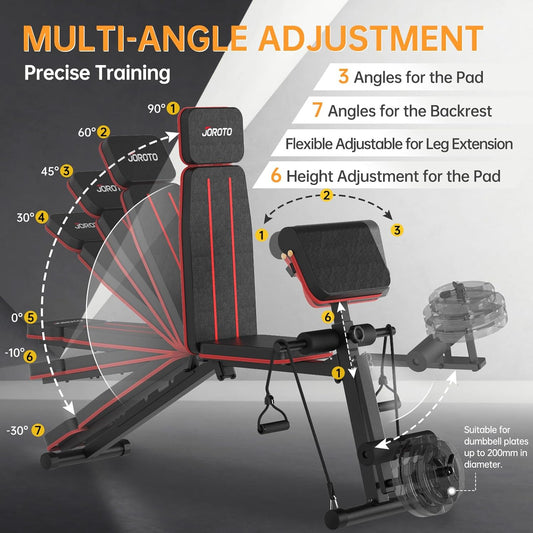 Adjustable Weight Bench – Foldable with Leg Extension & Preacher Curl, Incline/Decline, 772LBS Capacity, Full-Body Strength Training for Home Gym 🏋️